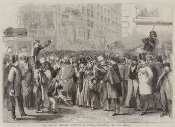 Die Menge in Baltimore wartet auf Mr. Lincoln, Präsident der Vereinigten Staaten